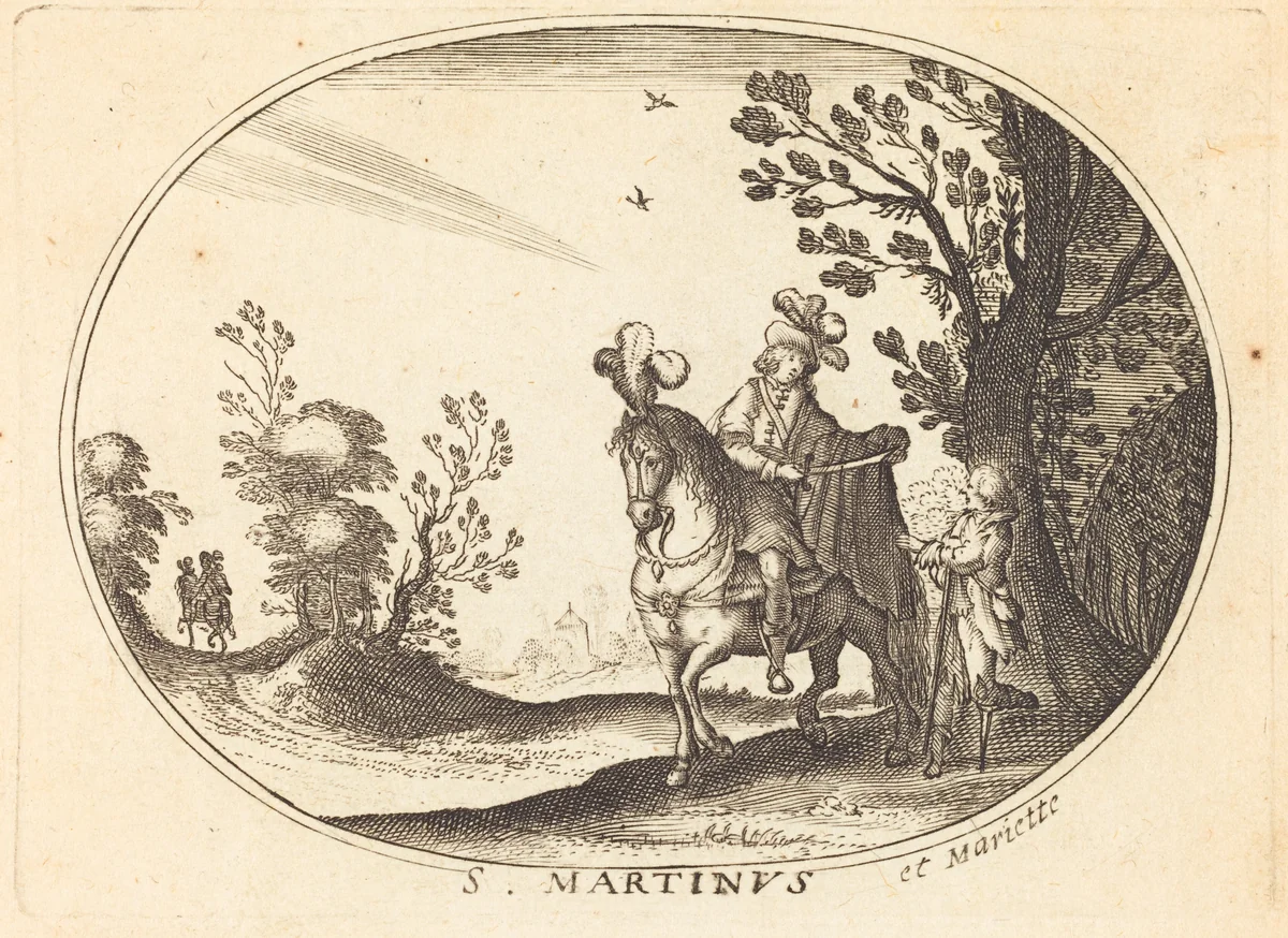Saint Martin and the Beggar by Balthasar Moncornet, print, 1600-1668