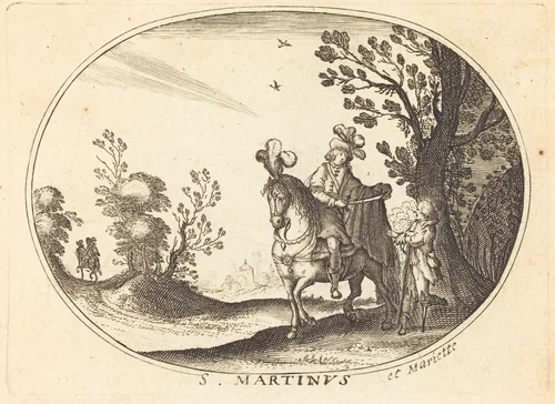 Saint Martin and the Beggar by Balthasar Moncornet, print, 1600-1668