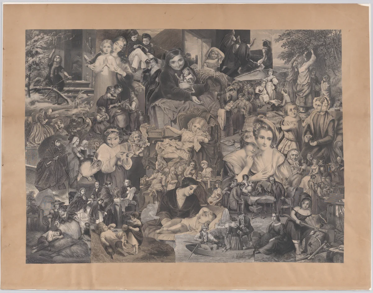 Collage of printed elements centered on Women, Children, Family and Rural Life by Illman Brothers, other, 1862-1863