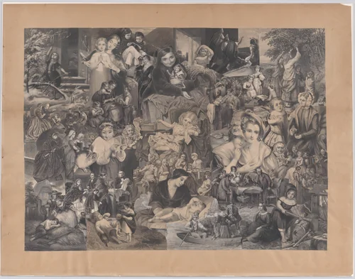 Collage of printed elements centered on Women, Children, Family and Rural Life by Illman Brothers, other, 1862-1863