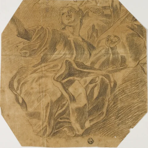 Seated Allegorical Female Figure by Lorenzo de' Ferrari
Giovanni Battista Gaulli, drawing, 1600-1699