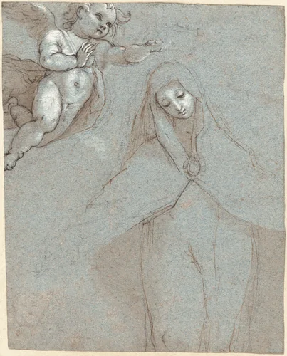 The Virgin Crowned by an Angel by Federico Barocci, drawing, 1575