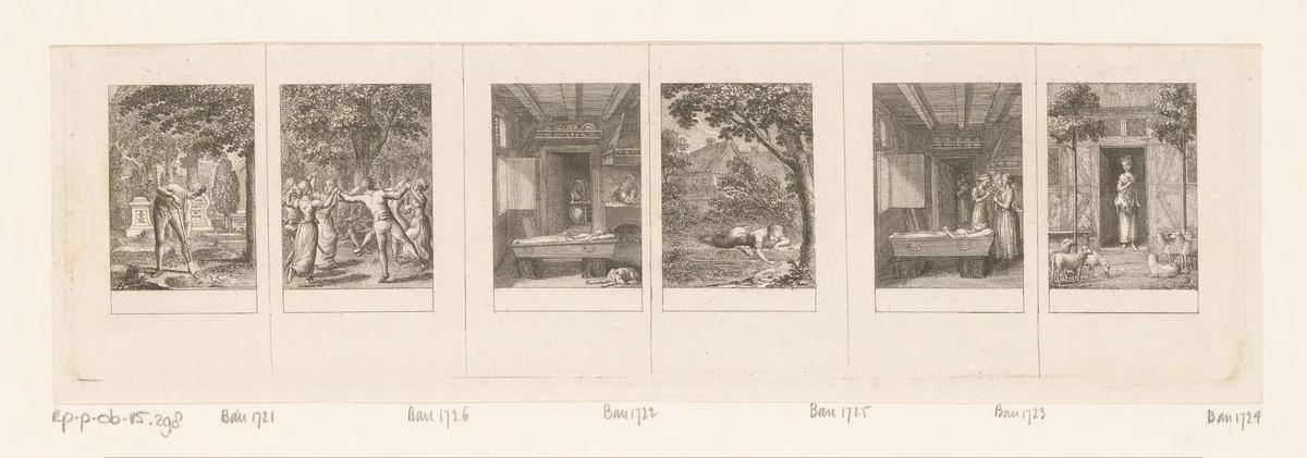 Zes voorstellingen bij de korte gedichten van Ludwig Hölty by Daniel Nikolaus Chodowiecki, print, 1793