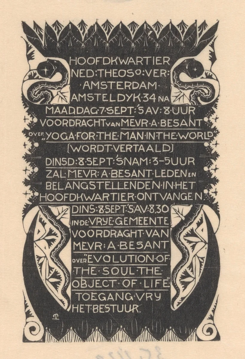 Advertentie van Karel de Bazel en Mathieu Lauweriks by Mathieu Lauweriks, print, 1896