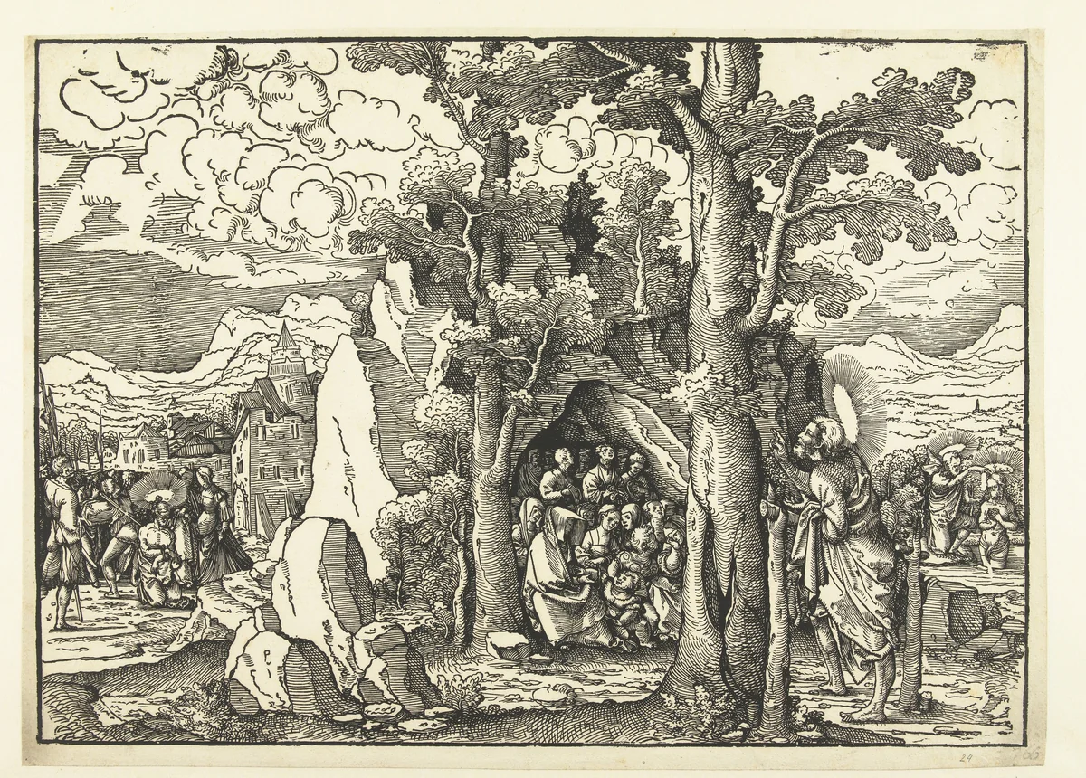 Prediking van Johannes de Doper by Frans Crabbe van Espleghem, print, 1520-1530