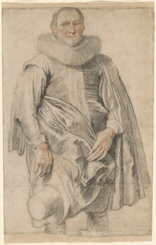 Portrait of a Man Standing by Anthony van Dyck, drawing, 1599-1641