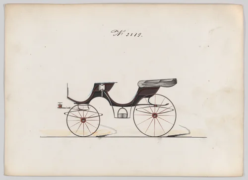Design for 2 seat Cabriolet Phaeton, no. 3119 by Brewster & Co., drawing, 1875