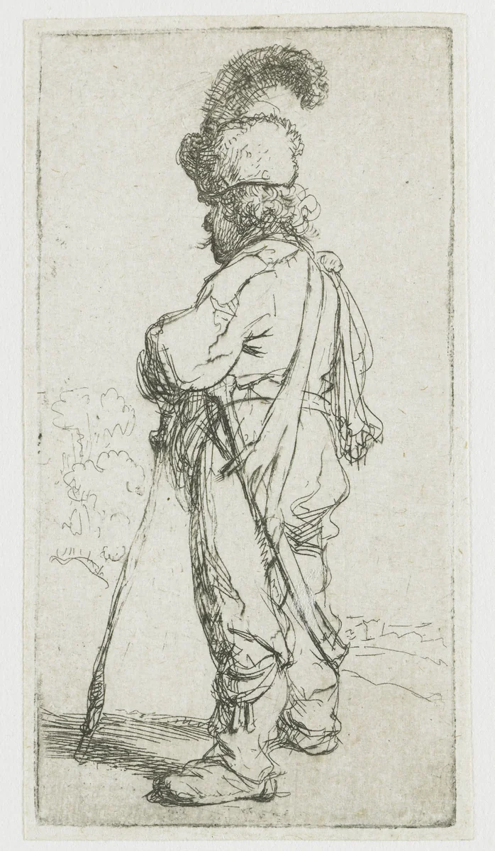 A Polander with a Stick by Rembrandt van Rijn, print, 1631