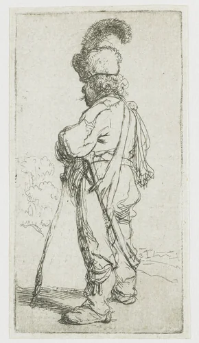 A Polander with a Stick by Rembrandt van Rijn, print, 1631