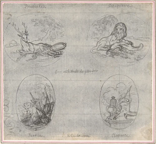Four Small Allegories by Hubert François Gravelot, drawing, 1710-1773