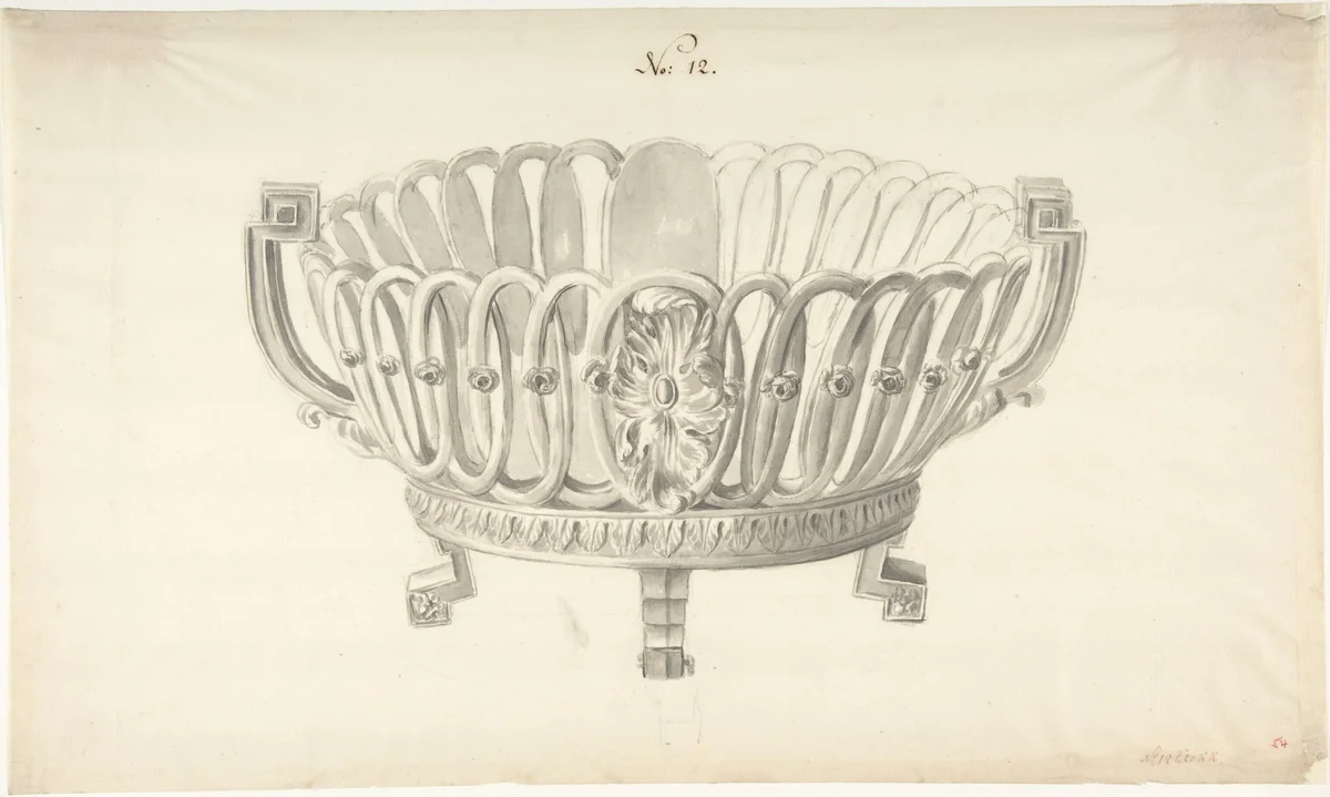 Design for a Bowl by anonymous, drawing, 1765-1795