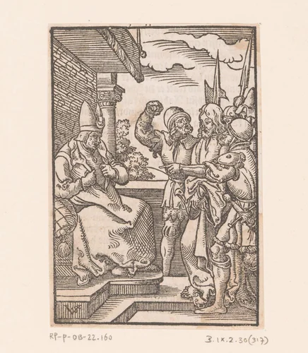 Christus voor Kajafas by Unknown, print, 1552