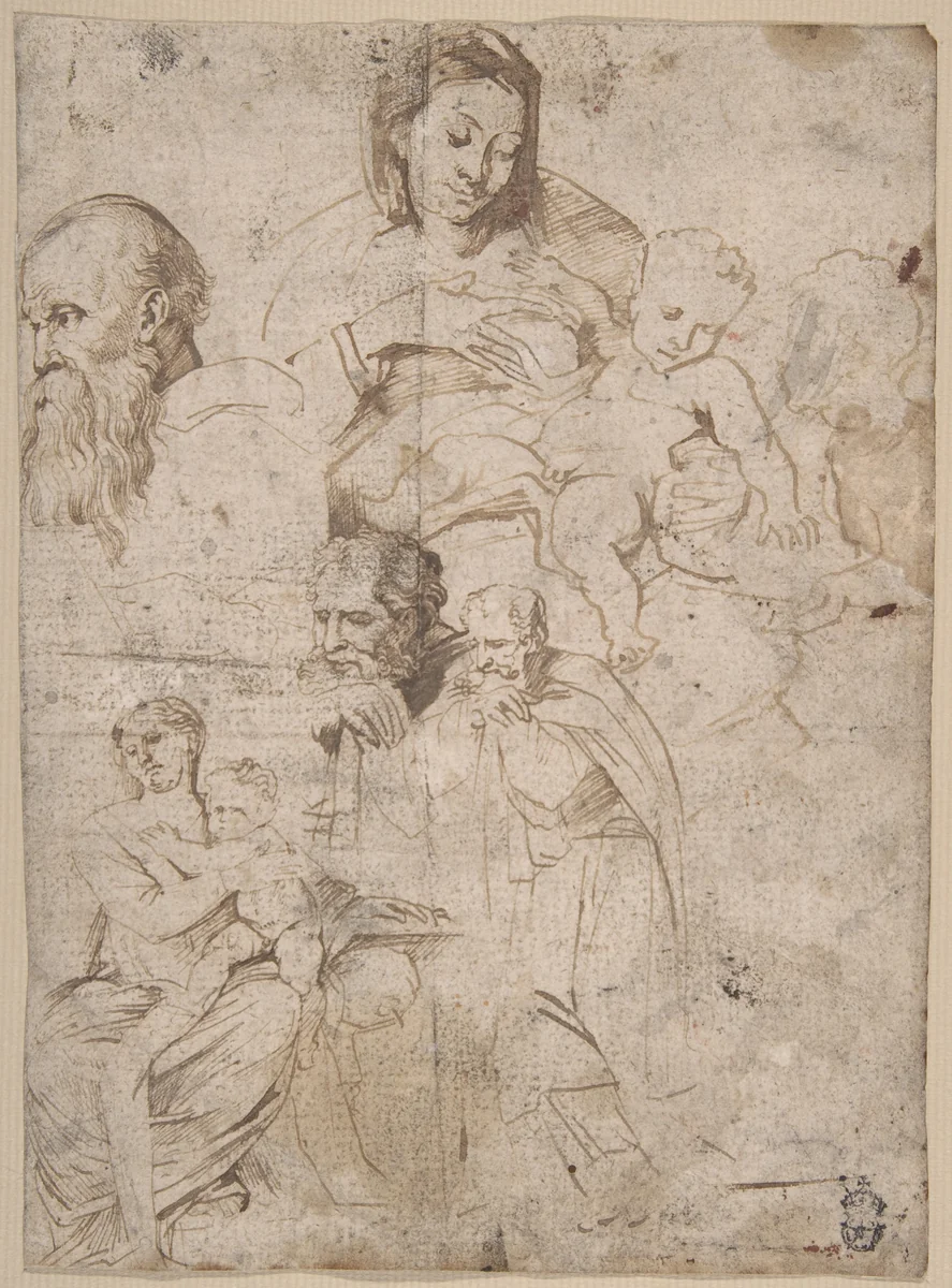 Sheet of Studies by Anthony van Dyck, drawing, 1621-1627