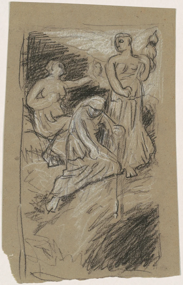 Study for "The Fates Gathering in the Stars" by Elihu Vedder, drawing, 1884-1887