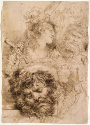 David with the Head of Goliath by Giovanni Benedetto Castiglione, print, 1655