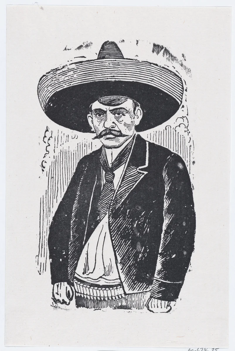Emiliano Zapata by José Guadalupe Posada, print, 1905-1915