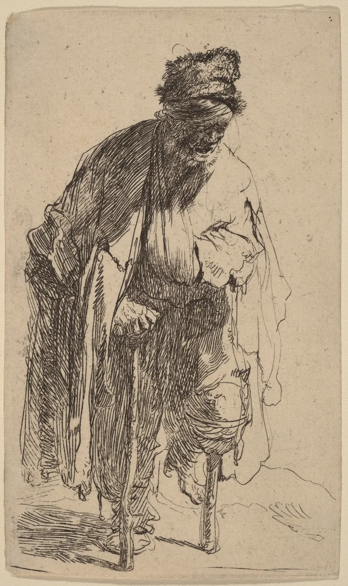 Beggar with a Wooden Leg by Rembrandt van Rijn, print, 1630