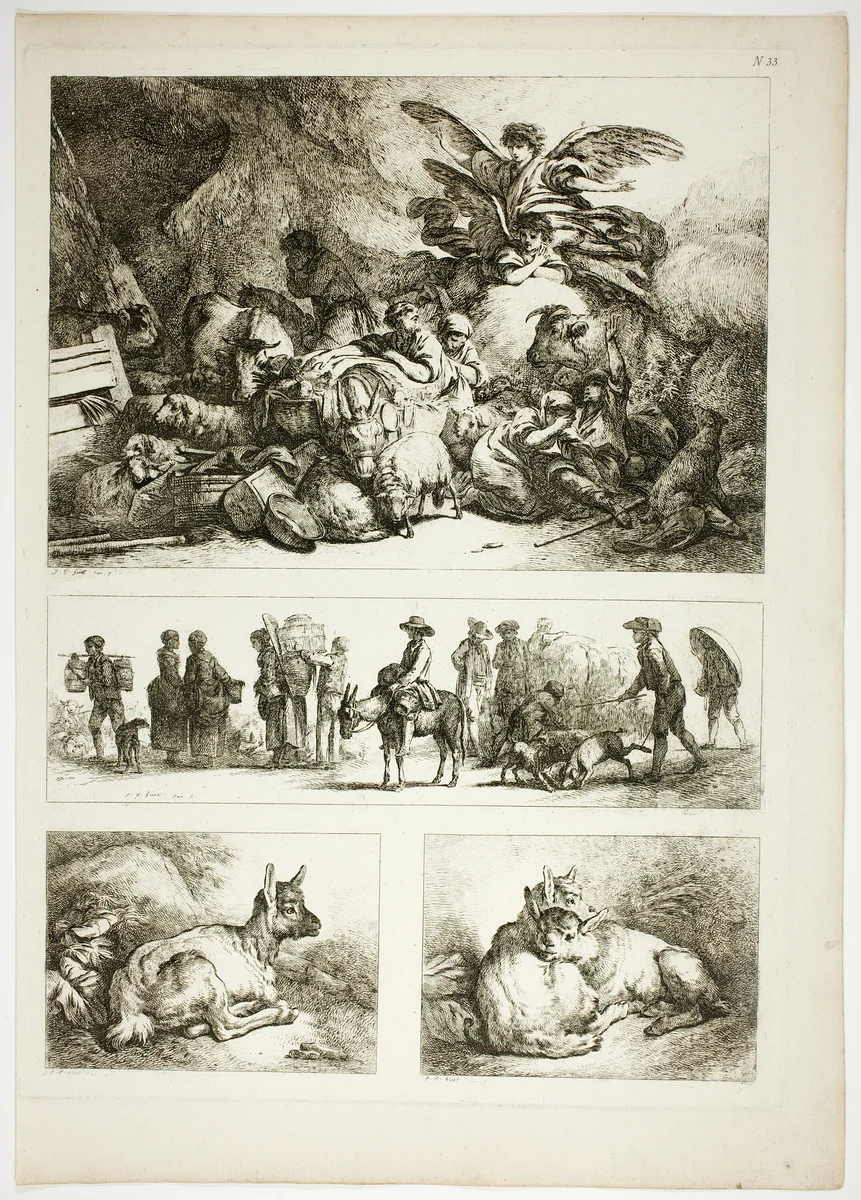 Plate 33 of 38 from Oeuvres de J. B. Huet by Jean Baptiste Huet, print, 1796-1799