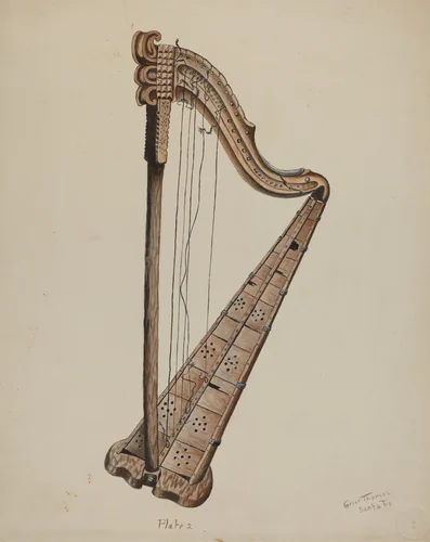 Stringed Harp by Grace Thomas, index of american design, 1939