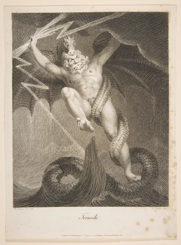 Tornado–Zeus Battling Typhon, from Erasmus Darwin's "The Botanic Garden" by William Blake, print, 1795
