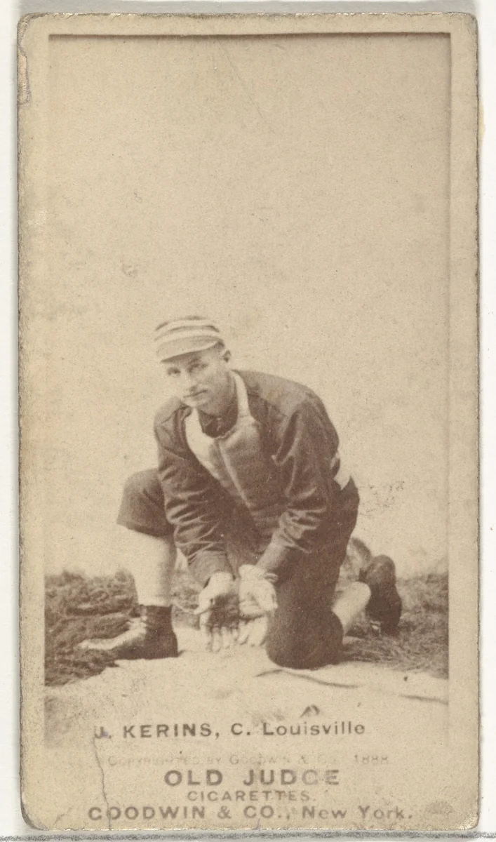 John Nelson Kerins, Catcher, Louisville Colonels, from the Old Judge series (N172) for Old Judge Cigarettes by Goodwin & Company, photograph, 1888