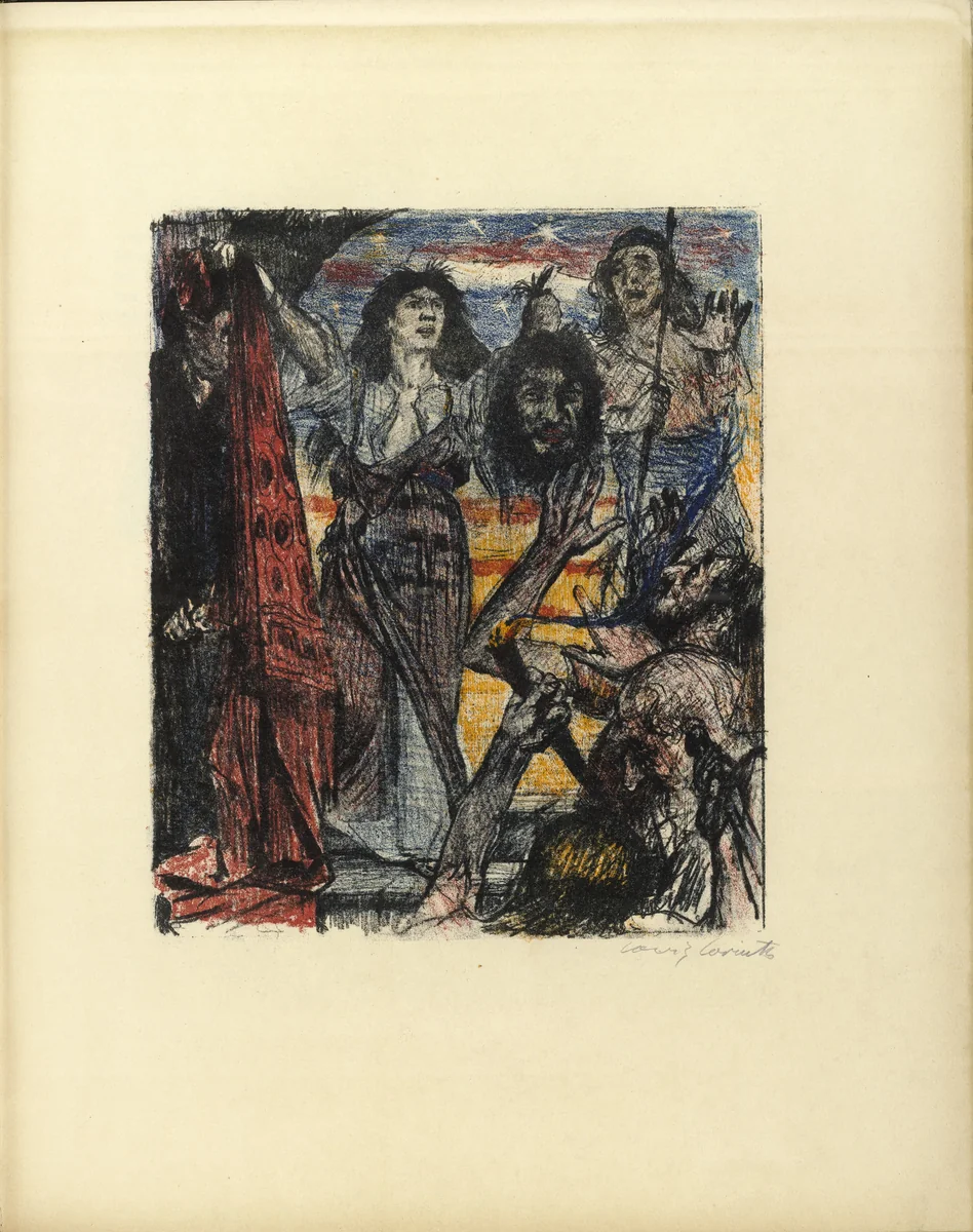 The Return of Judith (Judiths Rückkehr) (plate, folio 27) from Das Buch Judith (The Book of Judith) by Lovis Corinth, illustrated book, 1910
