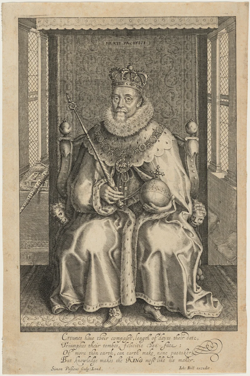 James I of England by Simon van de Passe, print, 1616