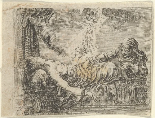 Jupiter and Danaë, from "Game of Mythology" (Jeu de la Mythologie) by Stefano della Bella, print, 1644