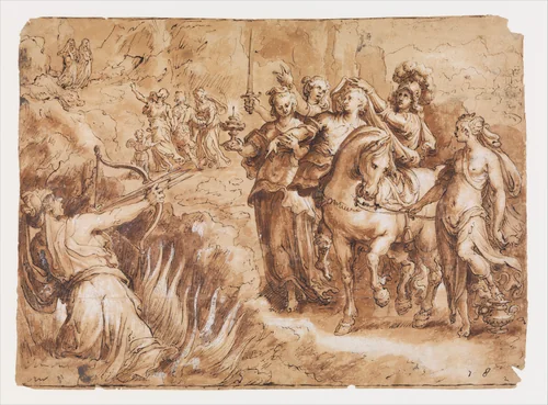 Allegory of the Course of Human Life (Choosing Virtue) by Jan van der Straet, drawing, 1570