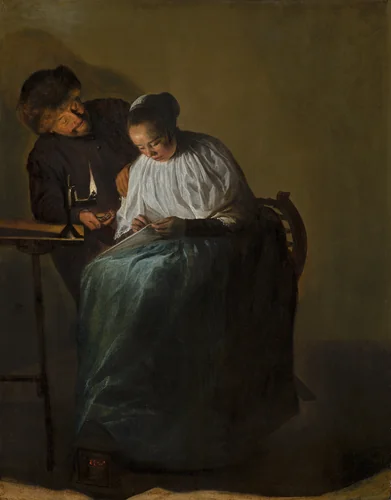 Man Offering Money to a Young Woman by Judith Leyster, painting, 1631