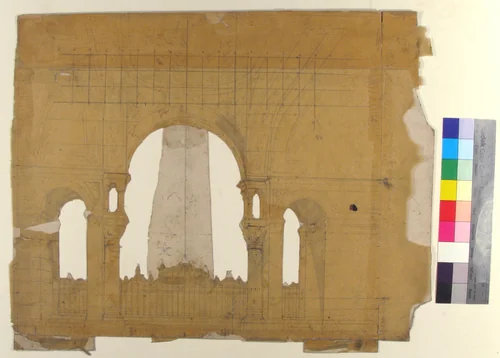 Design for a Stage Set at the Opéra, Paris by Eugène Cicéri, drawing, 1828-1890