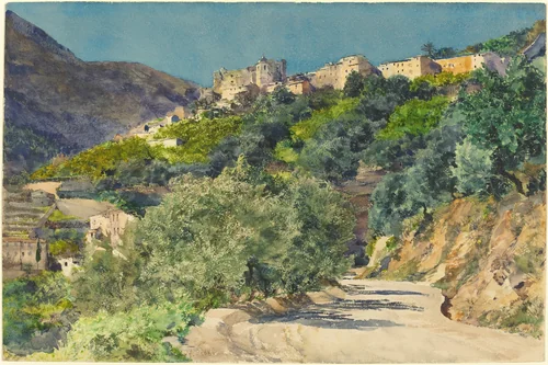 Sun-Drenched Hills near Menton by Jules Ferdinand Jacquemart, drawing, 1837-1880