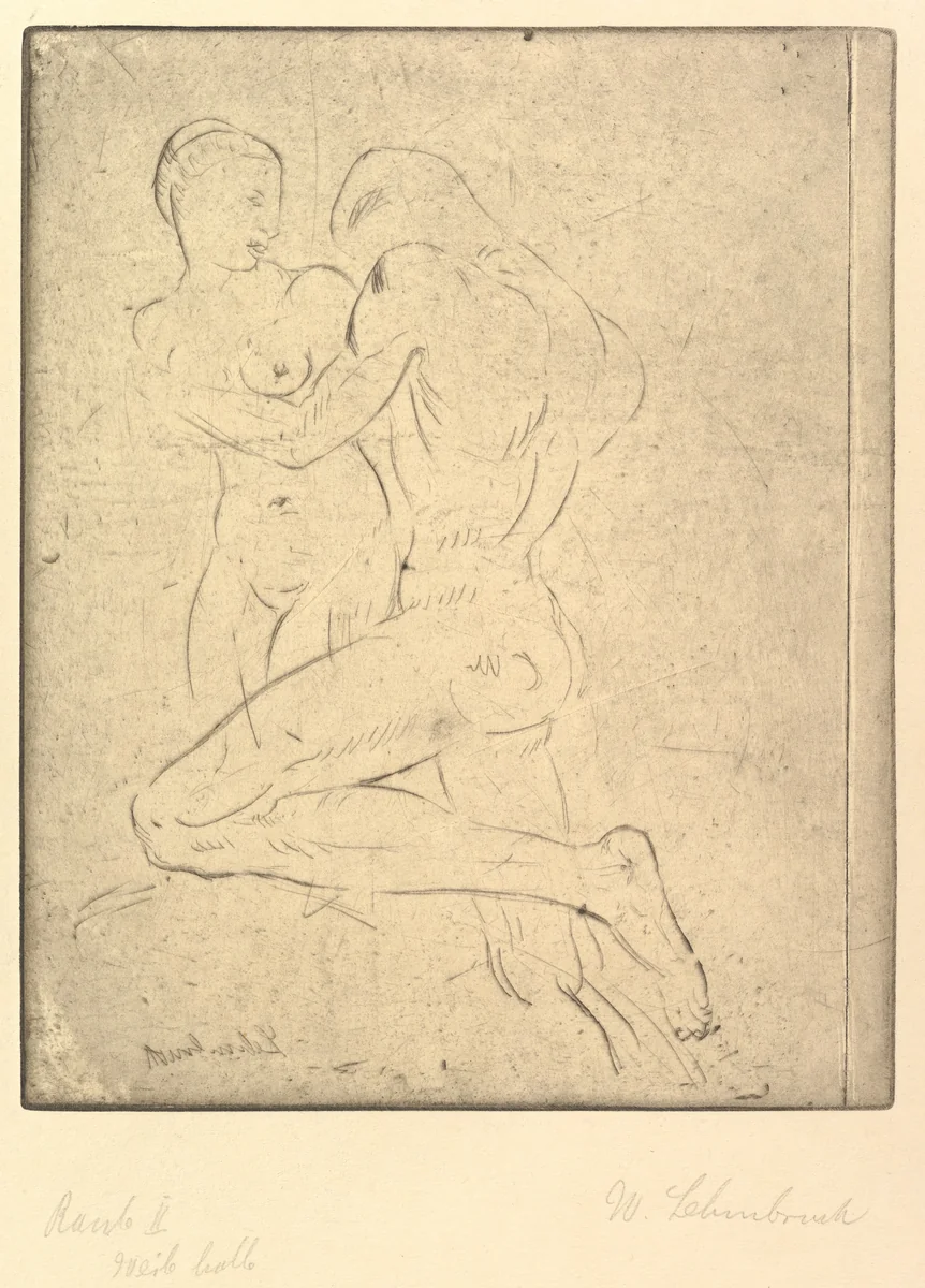 Rape II (Raub II, Weib halb) by Wilhelm Lehmbruck, print, 1911