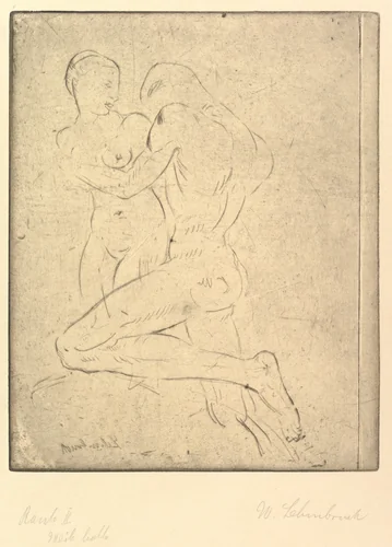Rape II (Raub II, Weib halb) by Wilhelm Lehmbruck, print, 1911