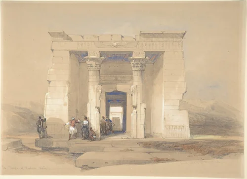 The Temple at Dendur, Nubia by David Roberts, drawing, 1848