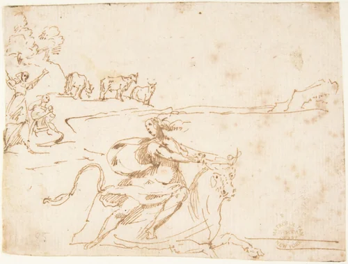 The Rape of Europa by Francesco Allegrini, drawing, 1624-1663