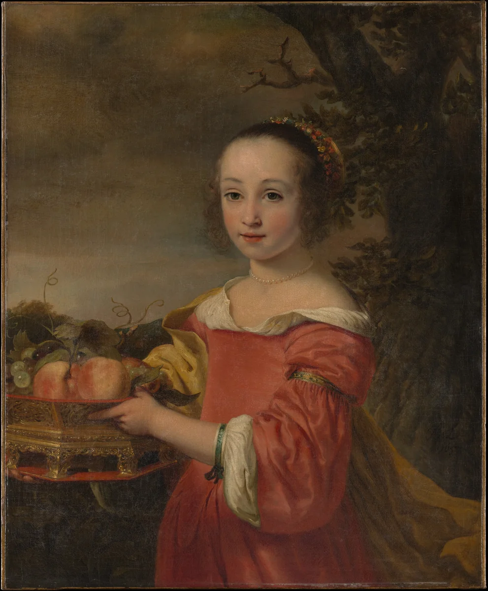 Petronella Elias (1648–1667) with a Basket of Fruit by Ferdinand Bol, painting, 1657