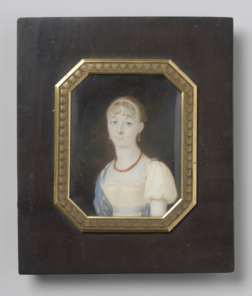 Portret of jonkvrouw Johanna Cornelia Mollerus (1792-1844) by Louis-Marie Autissier, painting, 1808