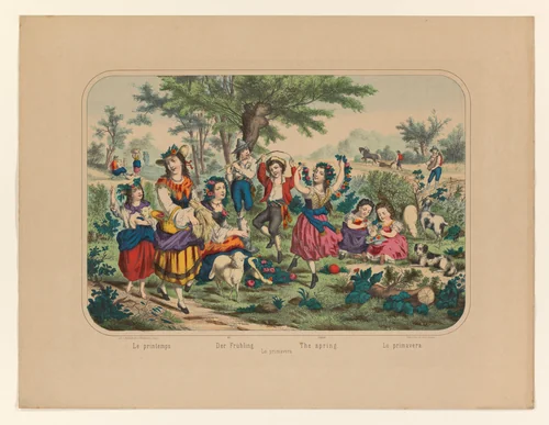 Landschap met figuren by anonymous, print, 1825-1875
