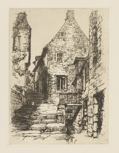 Rue de la Ville, Mont St. Michel, Brittany, France by Eliza Pratt Greatorex, print, 1887