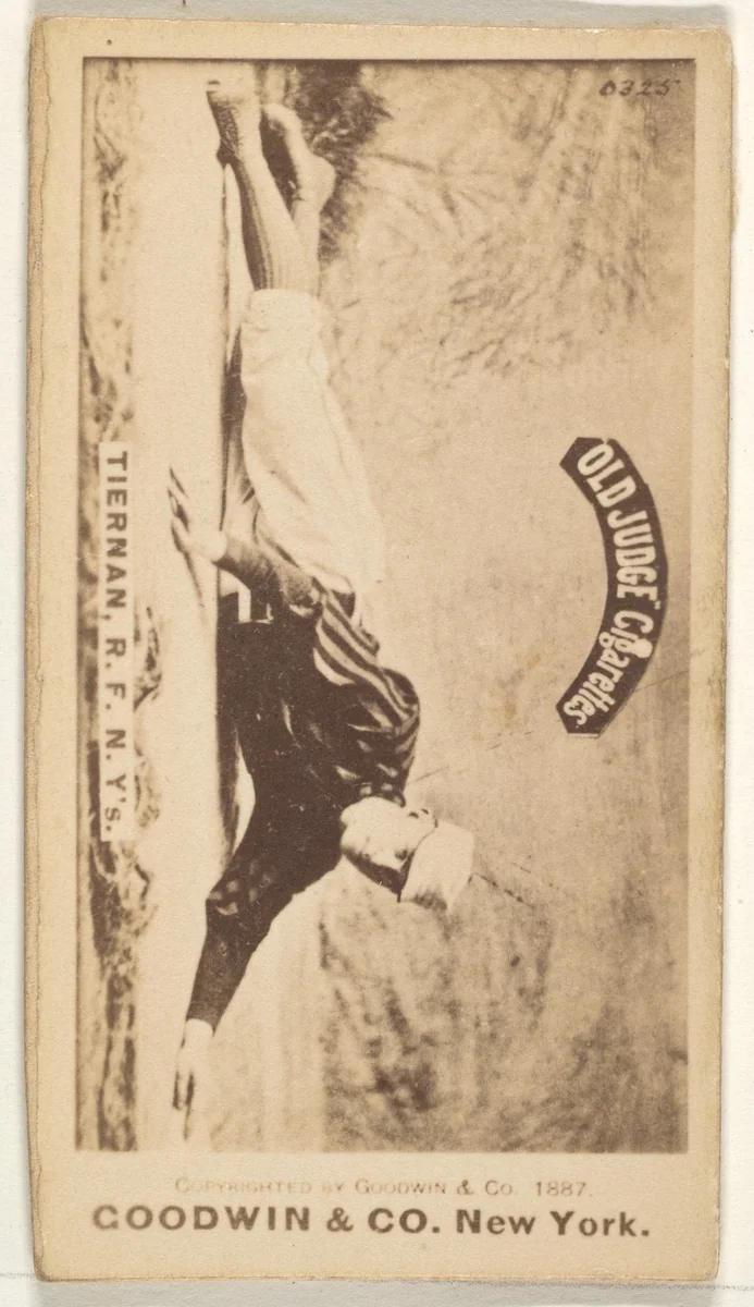 Michael "Silent Mike" Joseph Tiernan, Right Field, New York, from the Old Judge series (N172) for Old Judge Cigarettes by Goodwin & Company, photograph, 1887