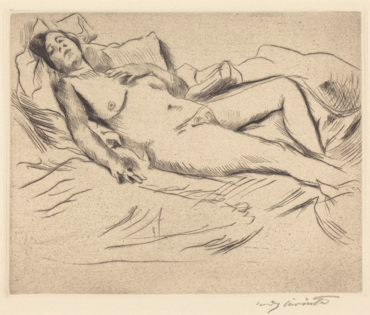 Schlafende (Sleeping Woman) by Lovis Corinth, print, 1912