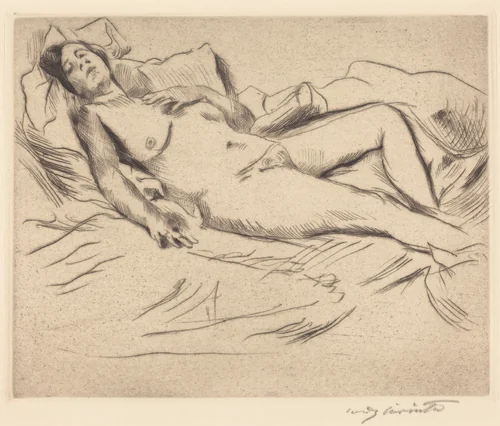 Schlafende (Sleeping Woman) by Lovis Corinth, print, 1912