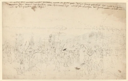 Bruiloftsstoet by Wouter Schouten, drawing, 1660