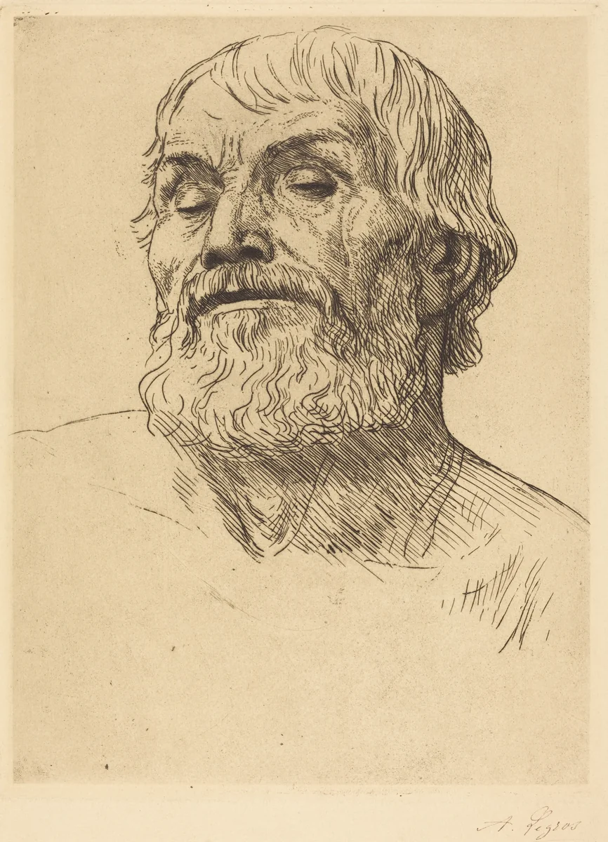 Head of a Man (Tete d'homme) by Alphonse Legros, print, 1837-1911