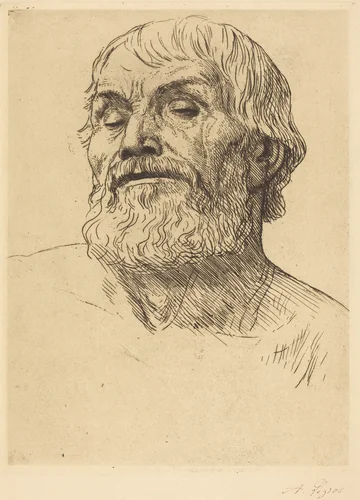 Head of a Man (Tete d'homme) by Alphonse Legros, print, 1837-1911