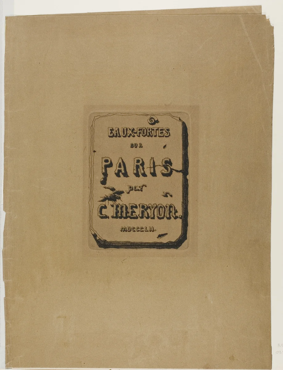 Title Page to Eaux-Fortes sur Paris by Charles Meryon, print, 1852