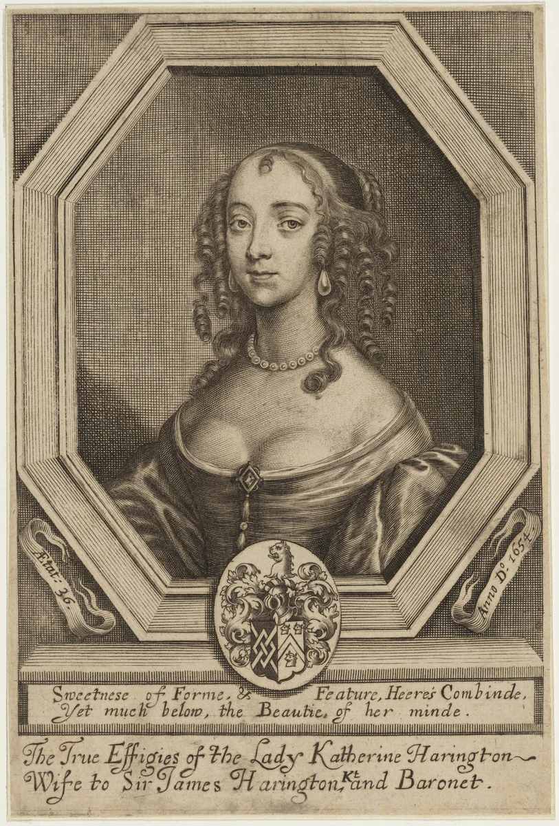 Lady Katherine Harrington by William Faithorne, print, 1682