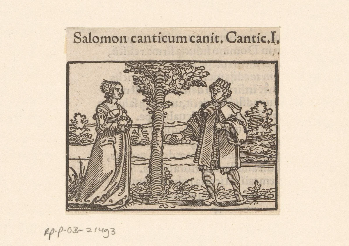 Salomo zingt voor de Shulamite by anonymous, print, 1530-1533
