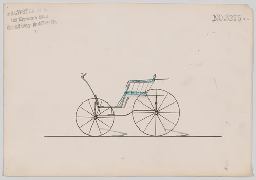 Design for Pony Phaeton, no. 3275a by Brewster & Co., drawing, 1876